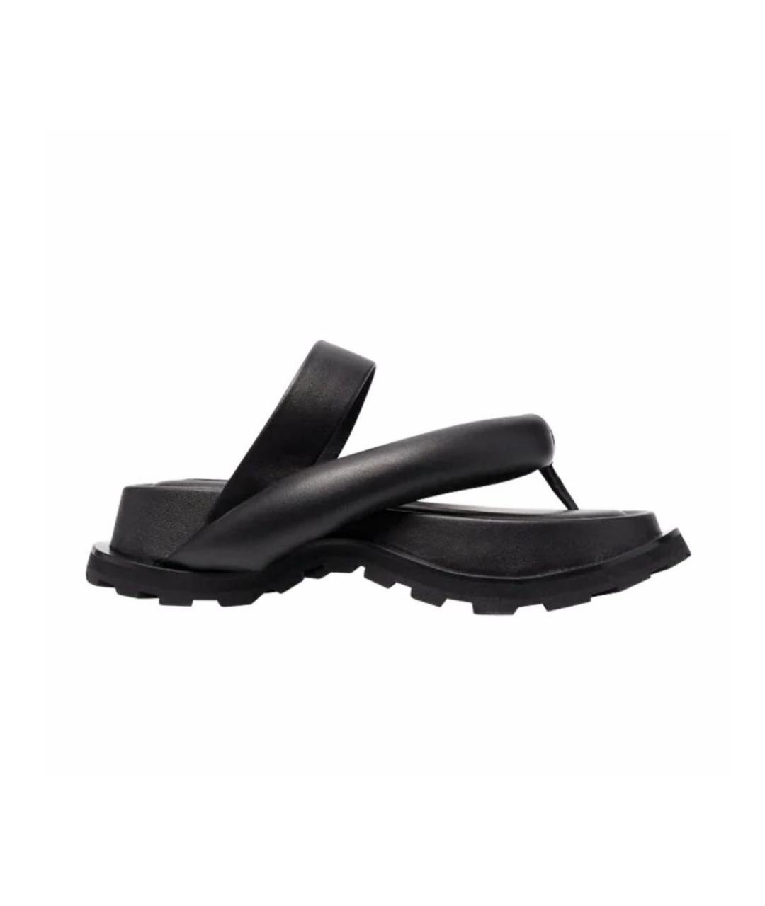 JIL SANDER Черные кожаные сандалии, фото 1