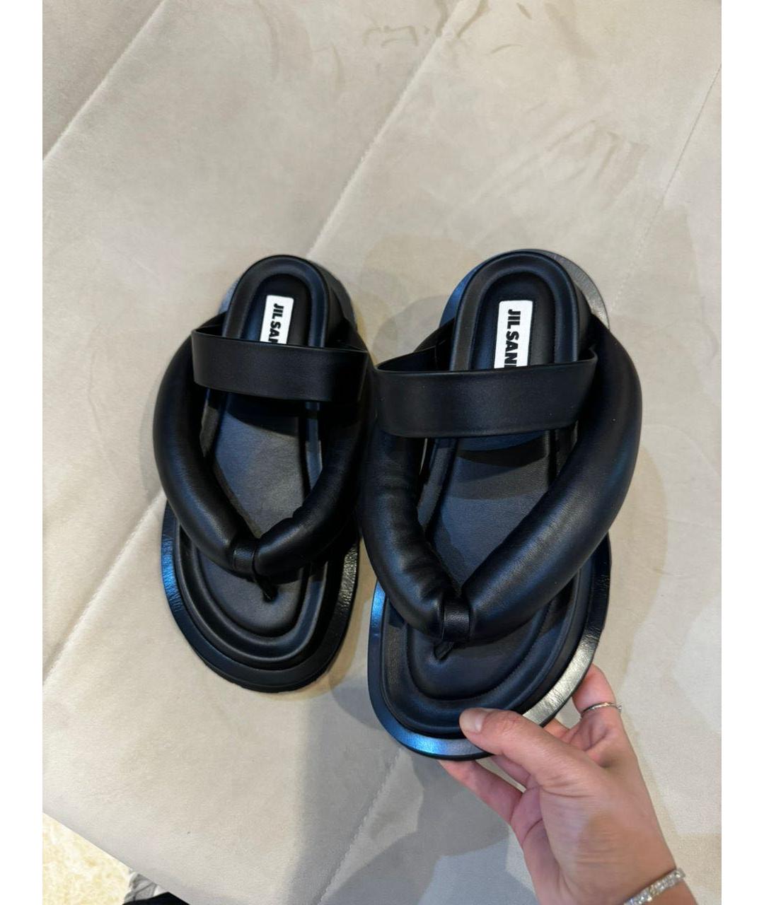 JIL SANDER Черные кожаные сандалии, фото 2