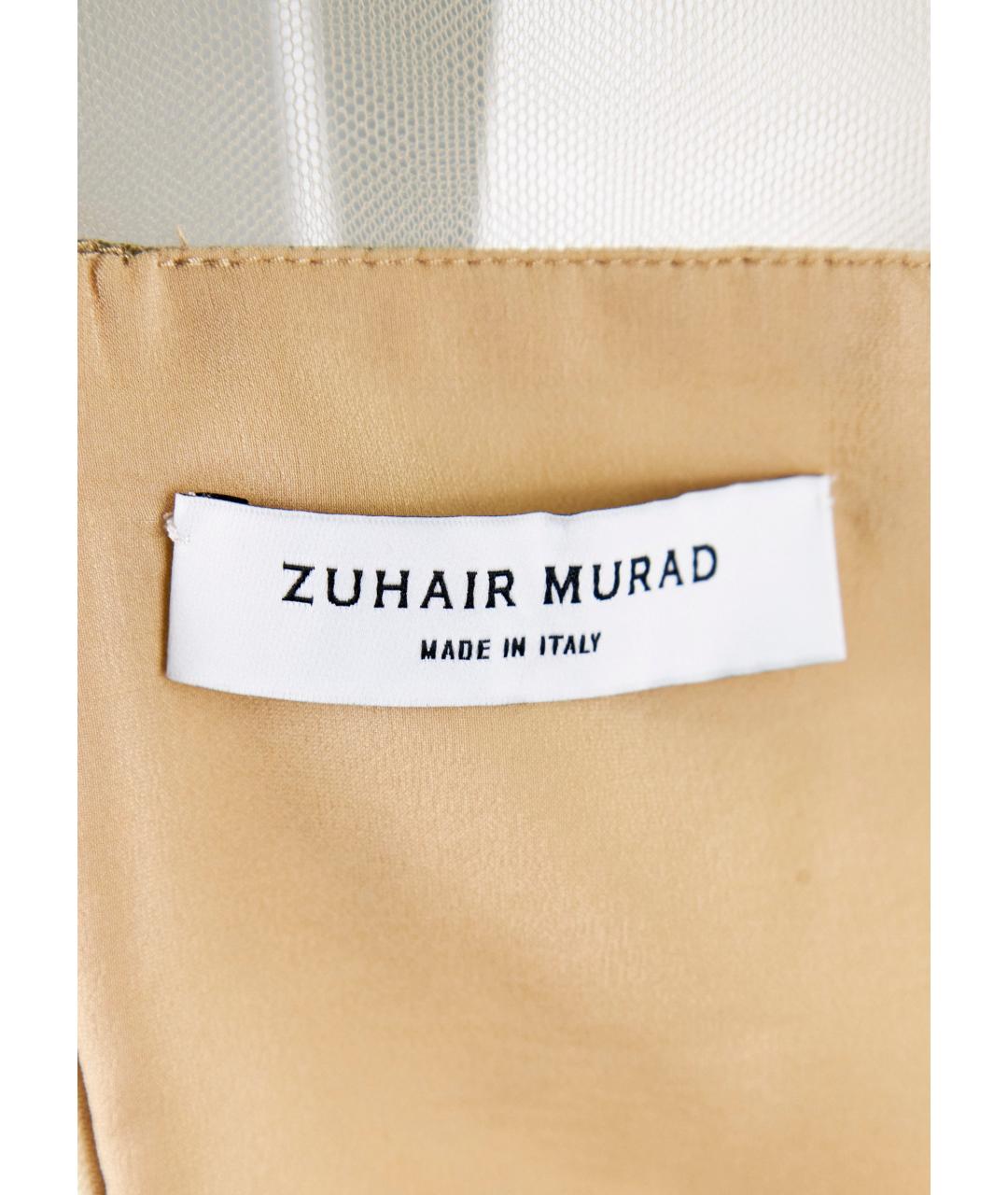 ZUHAIR MURAD Бежевое шелковое повседневное платье, фото 5