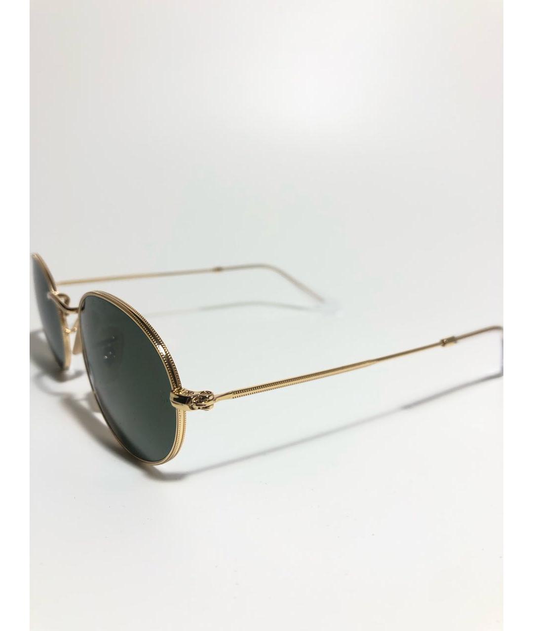 RAY BAN Золотые металлические солнцезащитные очки, фото 3