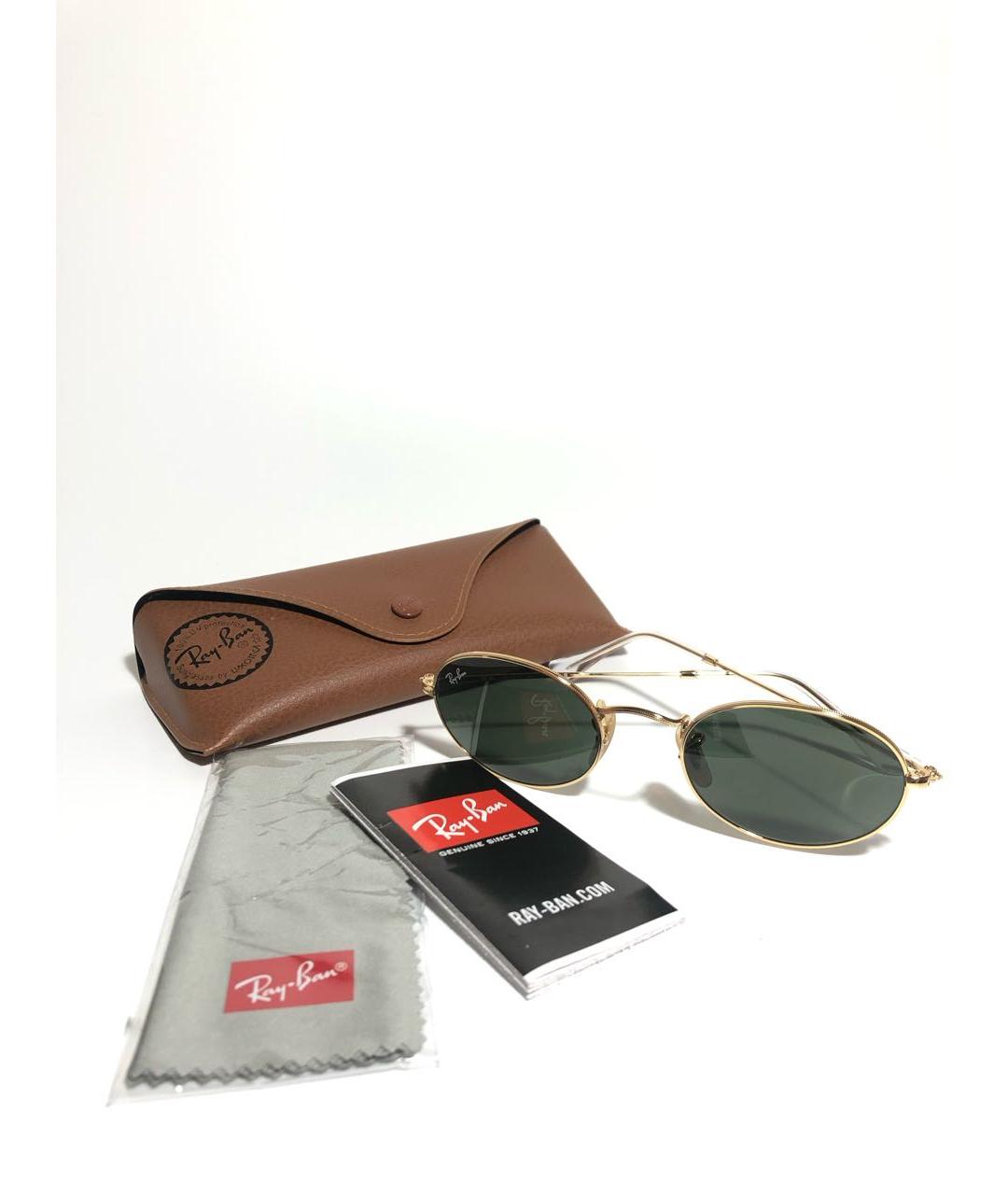 RAY BAN Золотые металлические солнцезащитные очки, фото 5