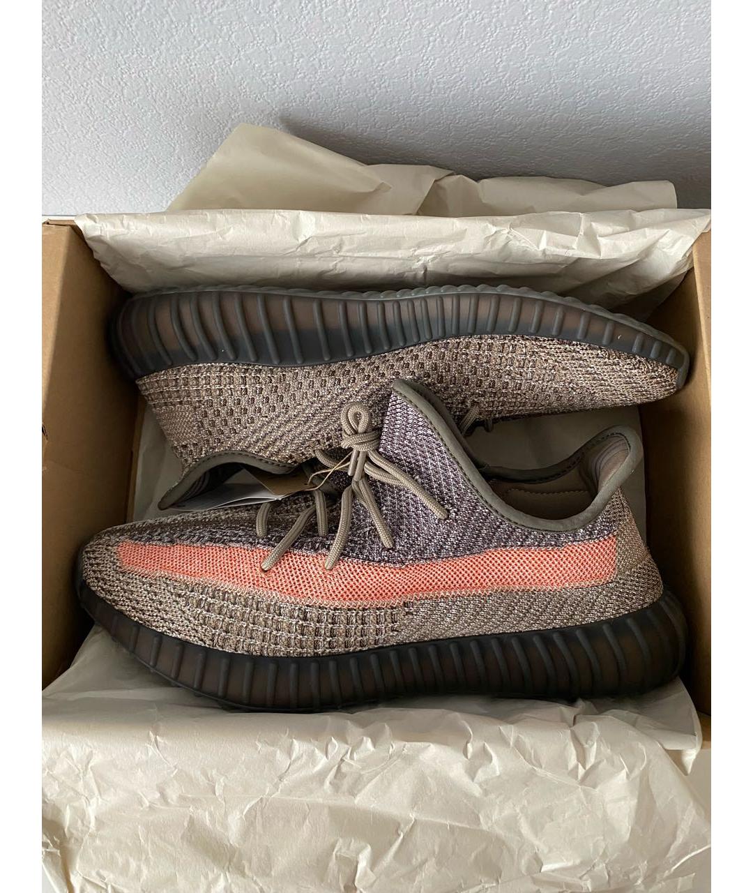 ADIDAS YEEZY Серые текстильные низкие кроссовки / кеды, фото 2
