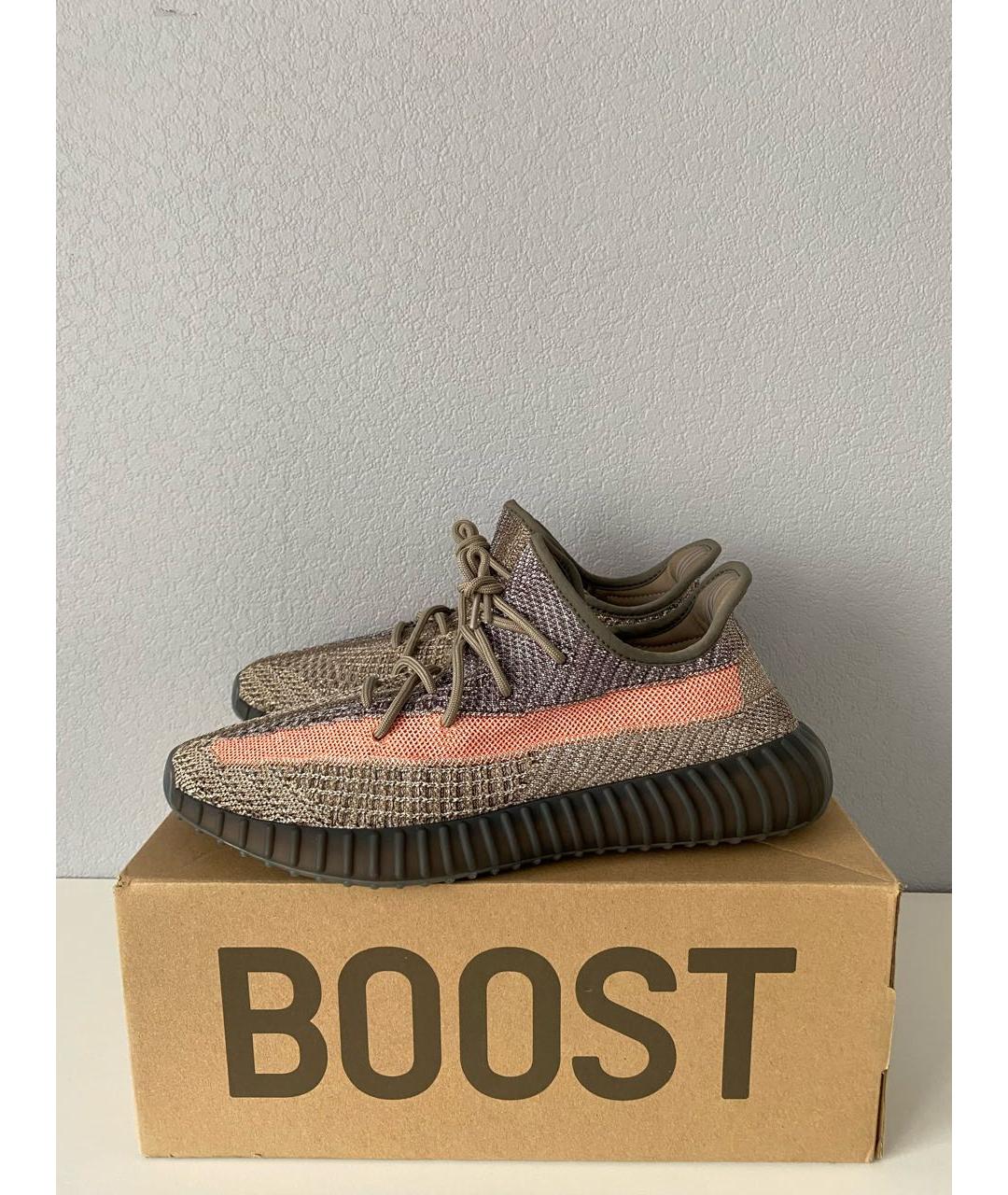 ADIDAS YEEZY Серые текстильные низкие кроссовки / кеды, фото 3