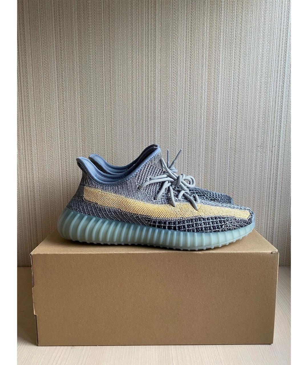 ADIDAS YEEZY Голубые текстильные низкие кроссовки / кеды, фото 3