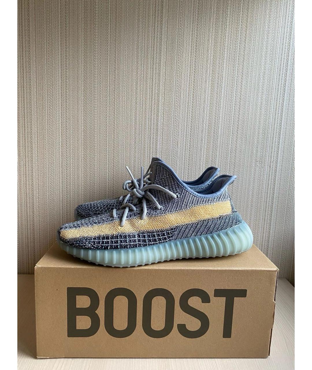 ADIDAS YEEZY Голубые текстильные низкие кроссовки / кеды, фото 2