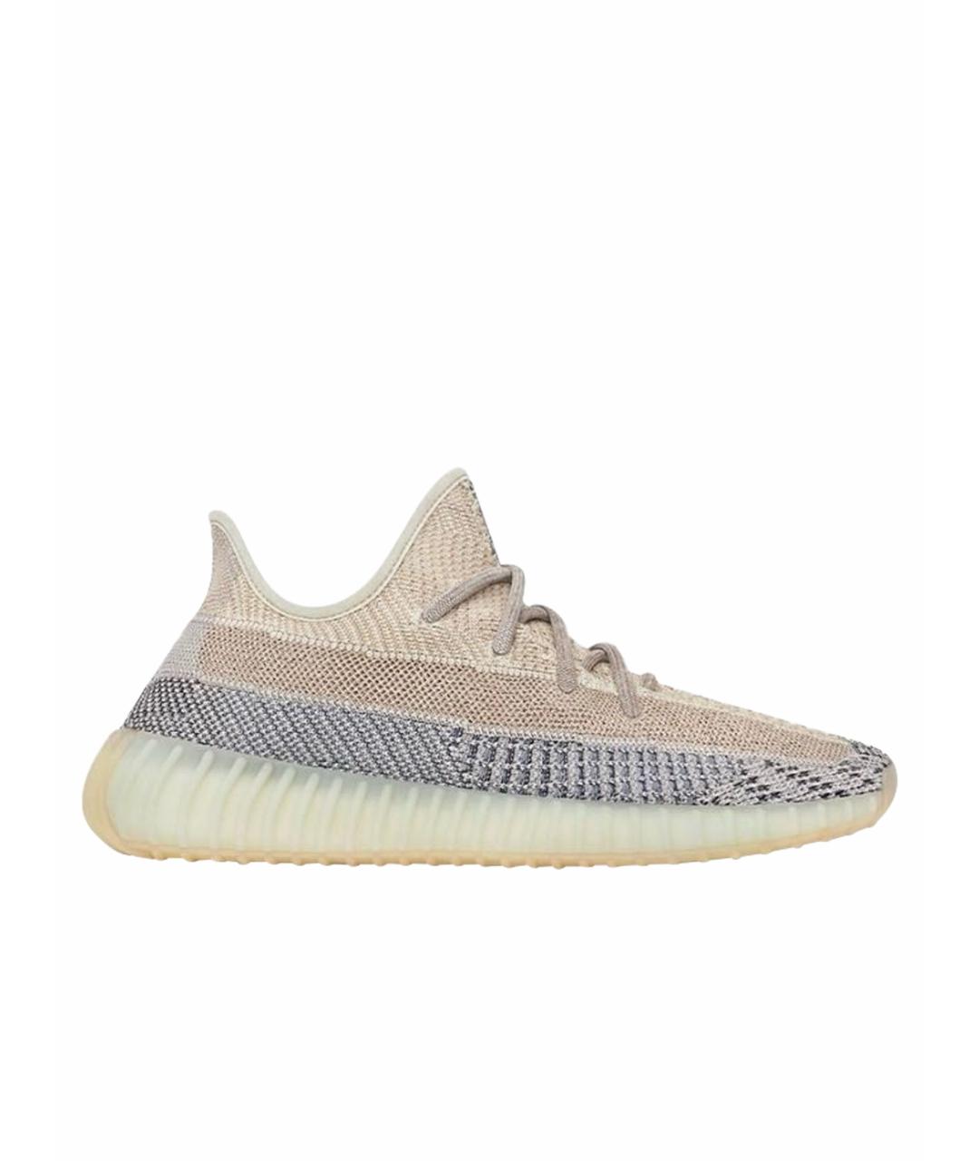 ADIDAS YEEZY Бежевые текстильные низкие кроссовки / кеды, фото 1