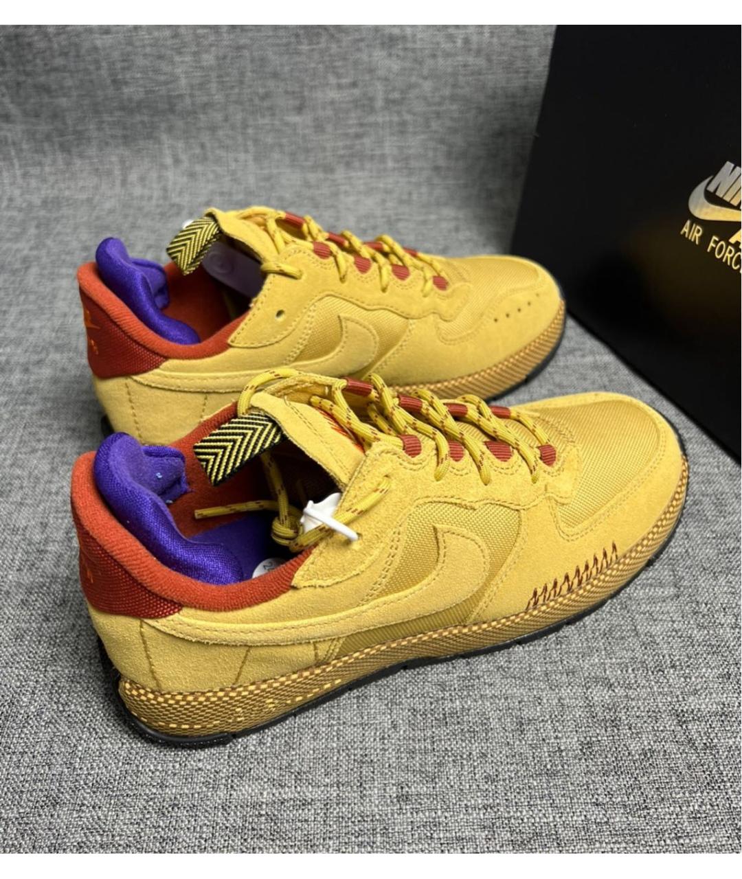 NIKE Горчичные замшевые низкие кроссовки / кеды, фото 5