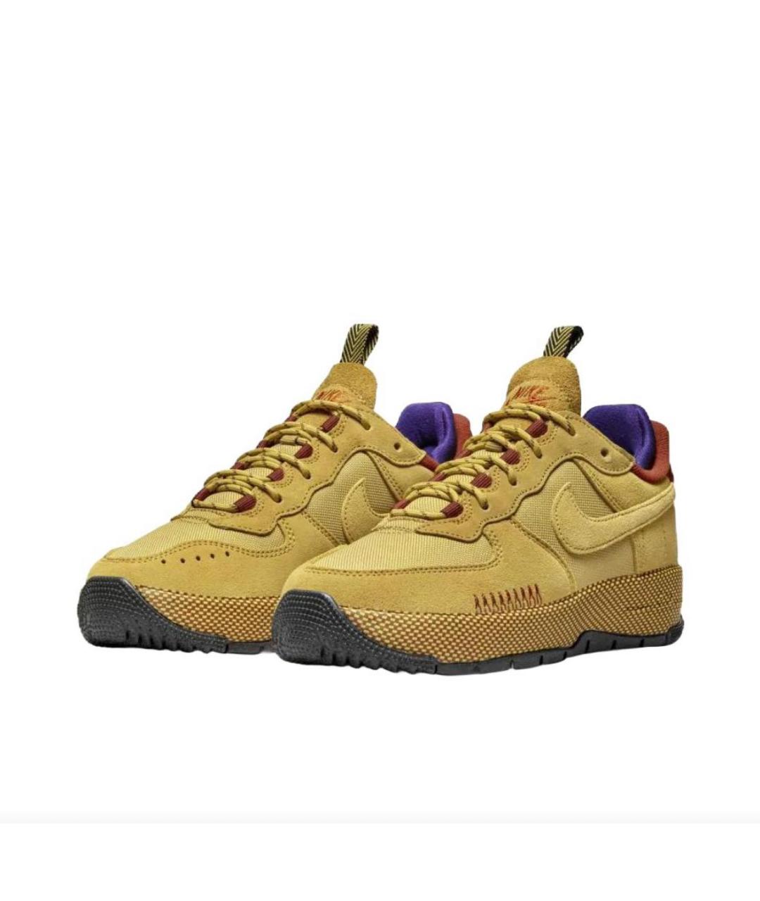 NIKE Горчичные замшевые низкие кроссовки / кеды, фото 2