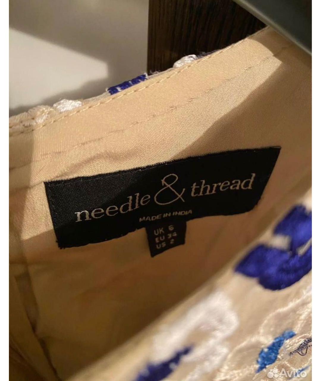 NEEDLE & THREAD Бежевое полиэстеровое коктейльное платье, фото 2
