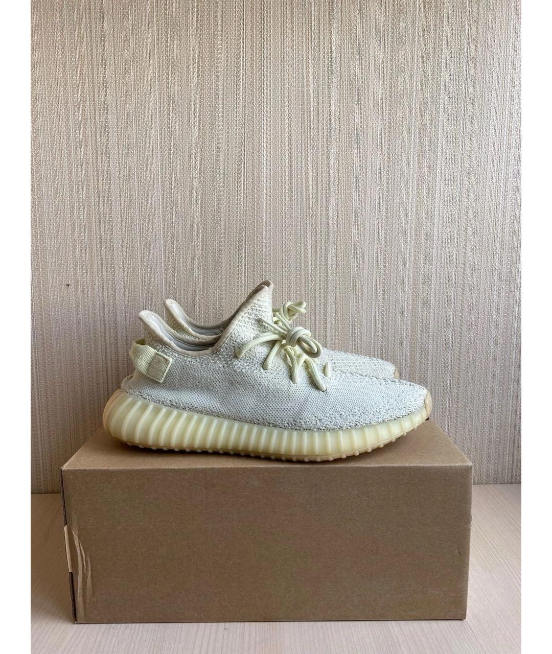 ADIDAS YEEZY Бежевые текстильные низкие кроссовки / кеды, фото 3