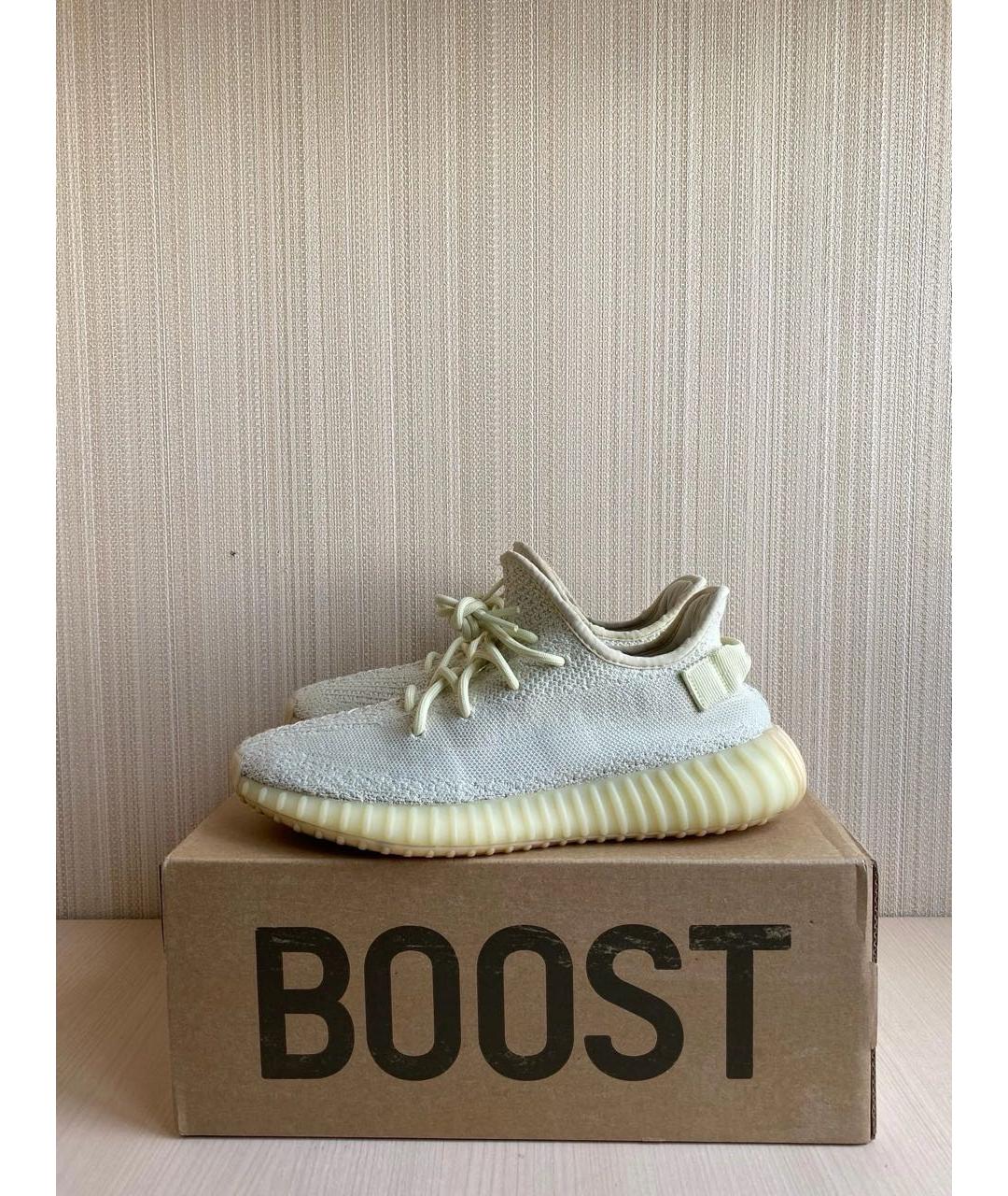 ADIDAS YEEZY Бежевые текстильные низкие кроссовки / кеды, фото 4