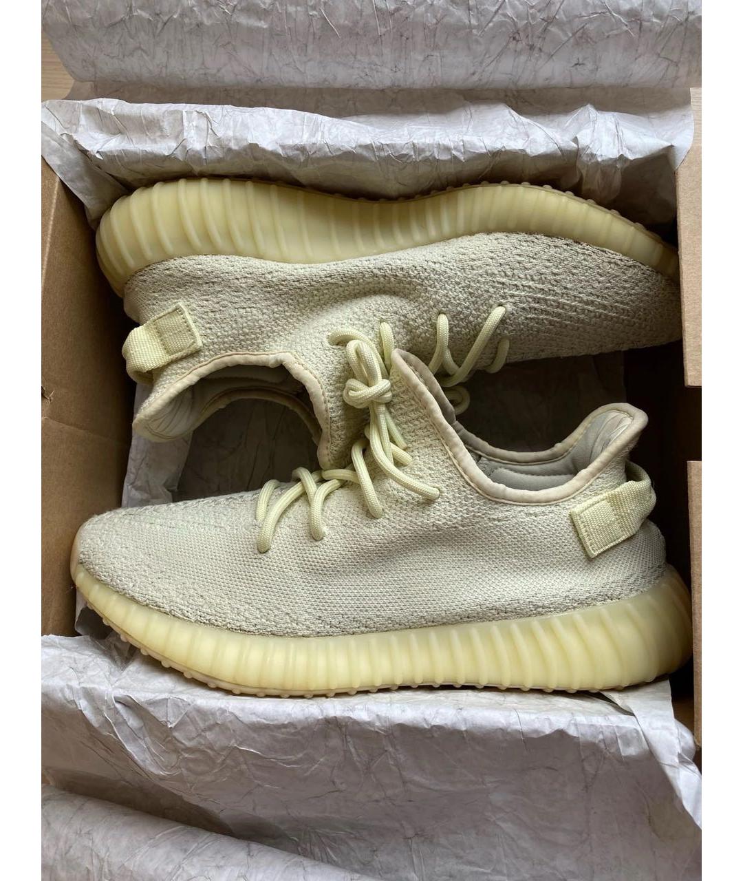 ADIDAS YEEZY Бежевые текстильные низкие кроссовки / кеды, фото 2