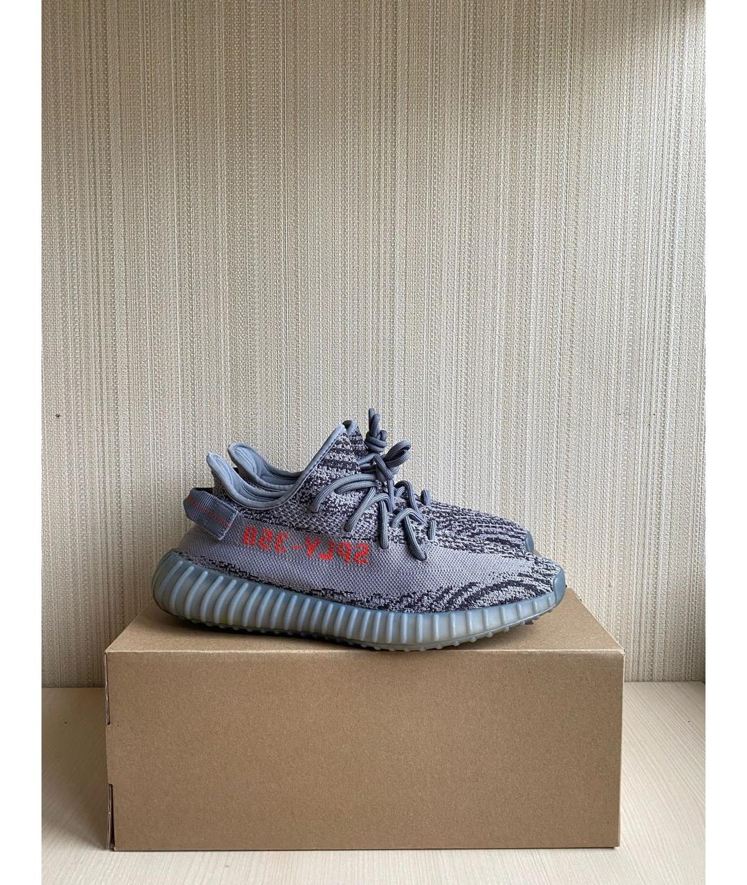 ADIDAS YEEZY Антрацитовые текстильные низкие кроссовки / кеды, фото 4