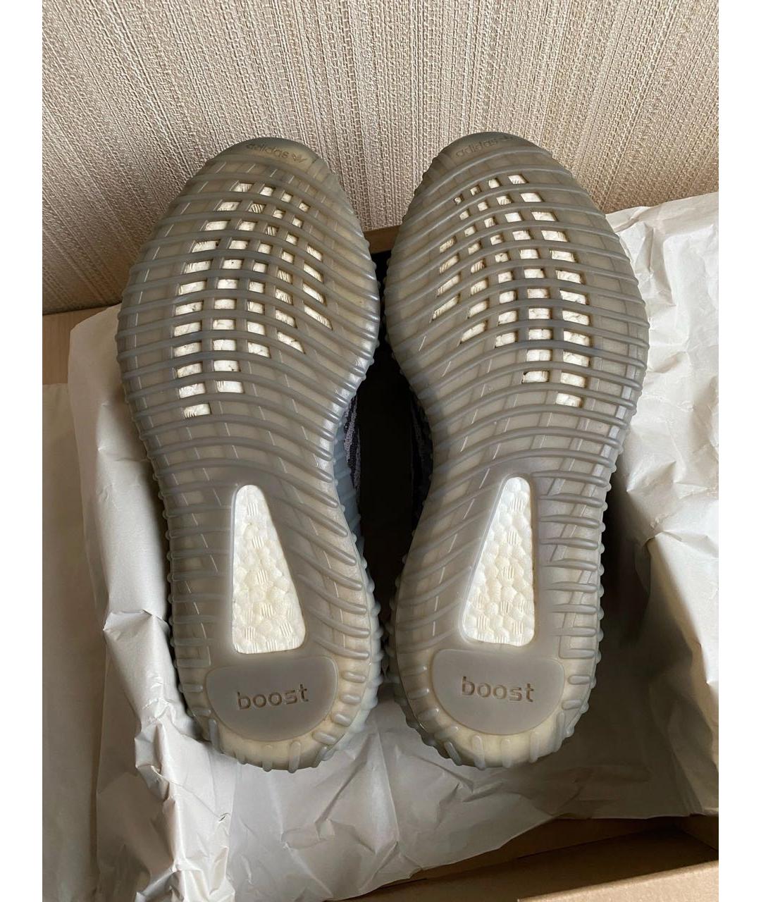 ADIDAS YEEZY Антрацитовые текстильные низкие кроссовки / кеды, фото 6