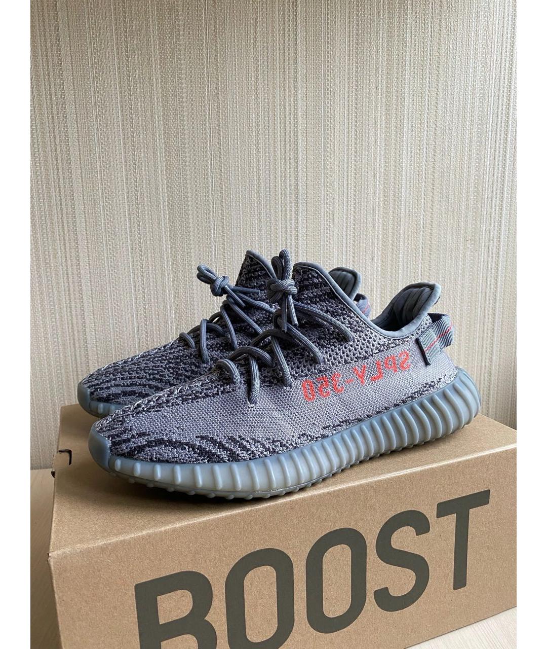 ADIDAS YEEZY Антрацитовые текстильные низкие кроссовки / кеды, фото 3