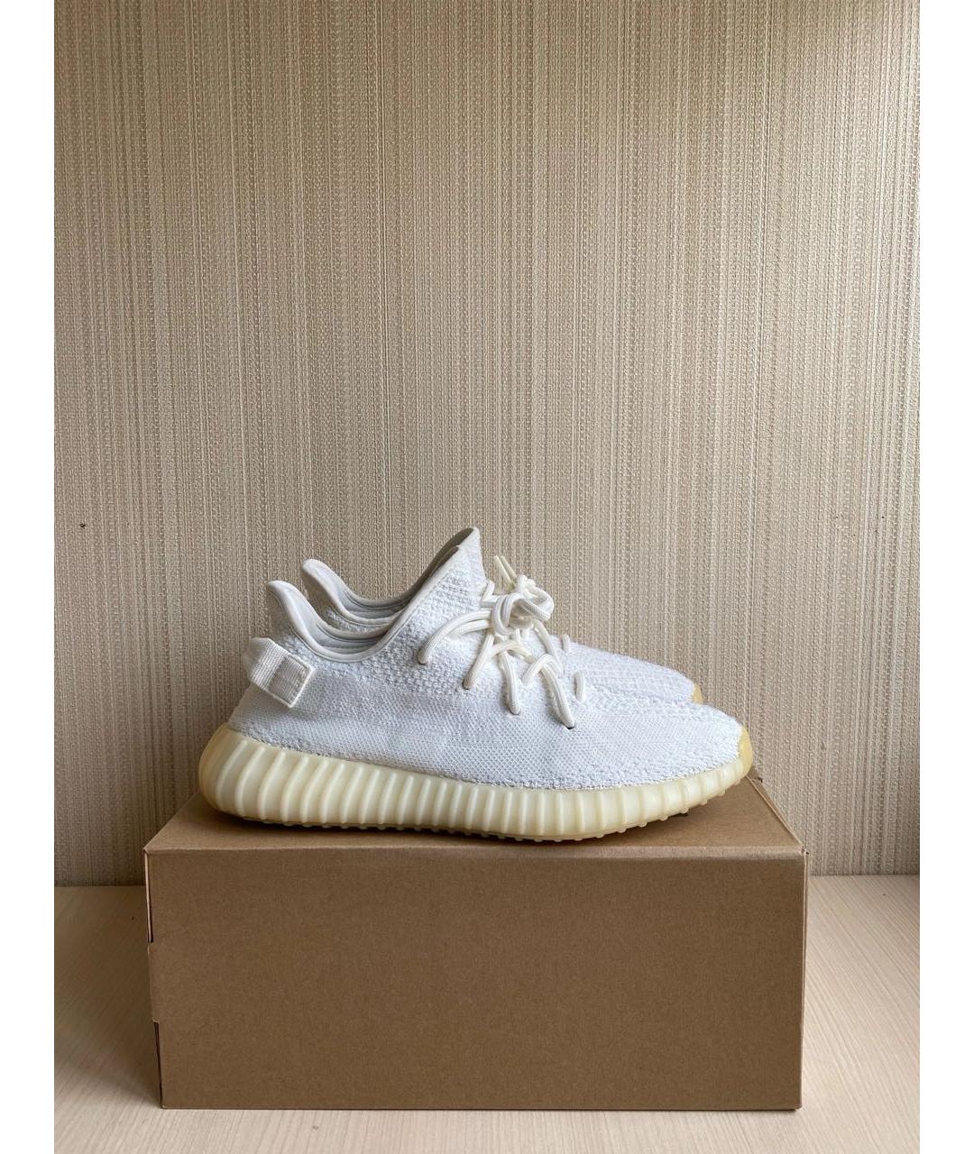 ADIDAS YEEZY Белые текстильные низкие кроссовки / кеды, фото 4