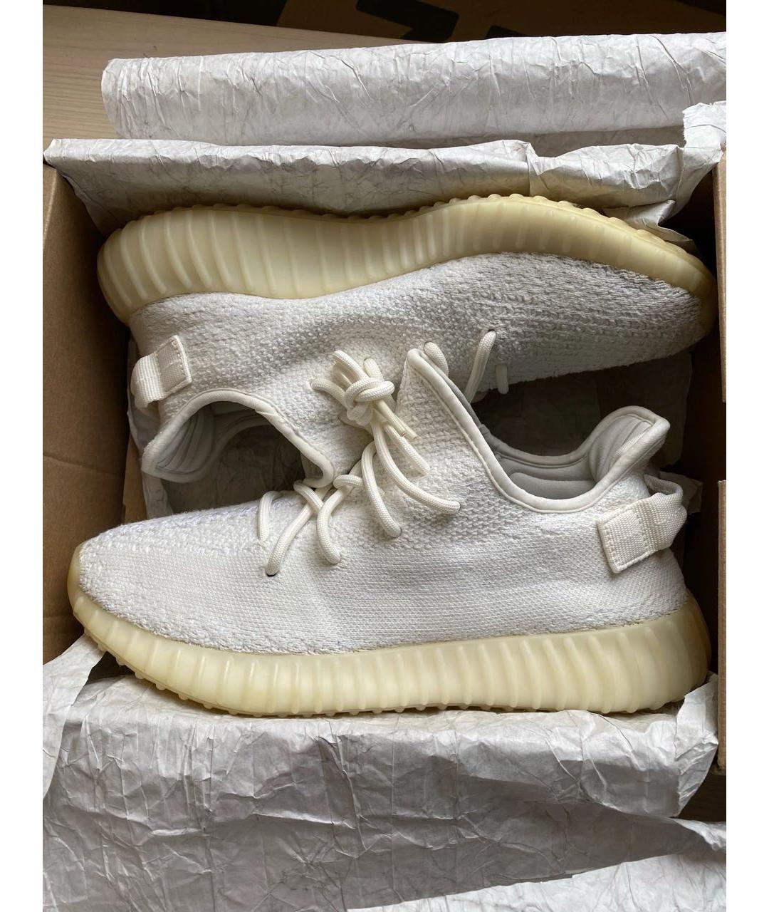 ADIDAS YEEZY Белые текстильные низкие кроссовки / кеды, фото 2