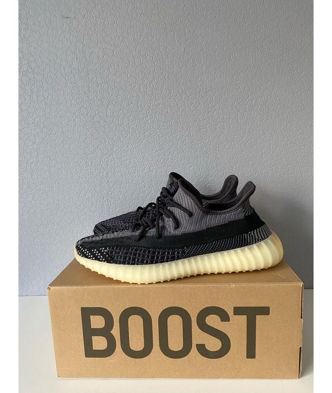ADIDAS YEEZY Темно-синие текстильные низкие кроссовки / кеды, фото 4