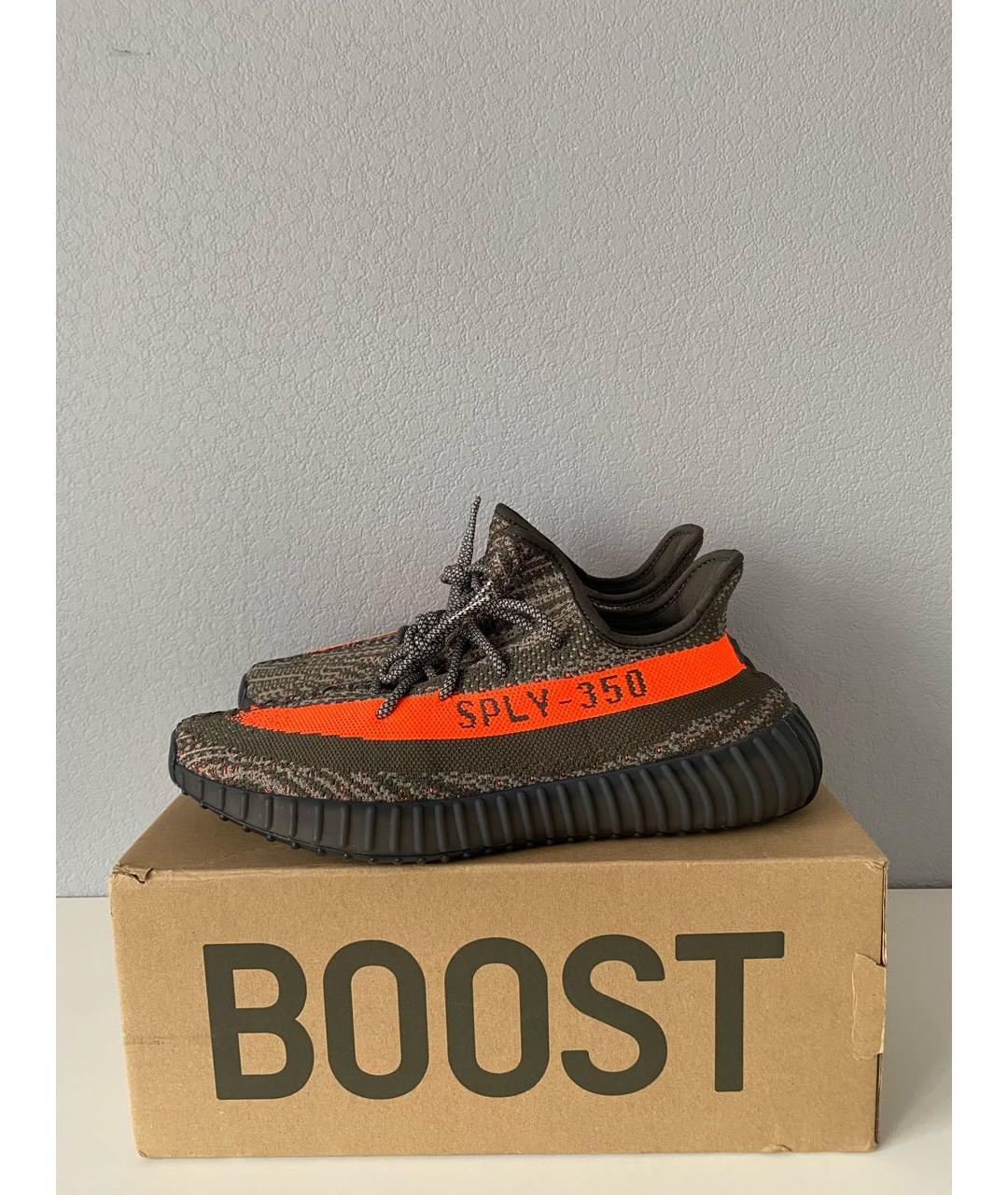 ADIDAS YEEZY Антрацитовые текстильные низкие кроссовки / кеды, фото 3