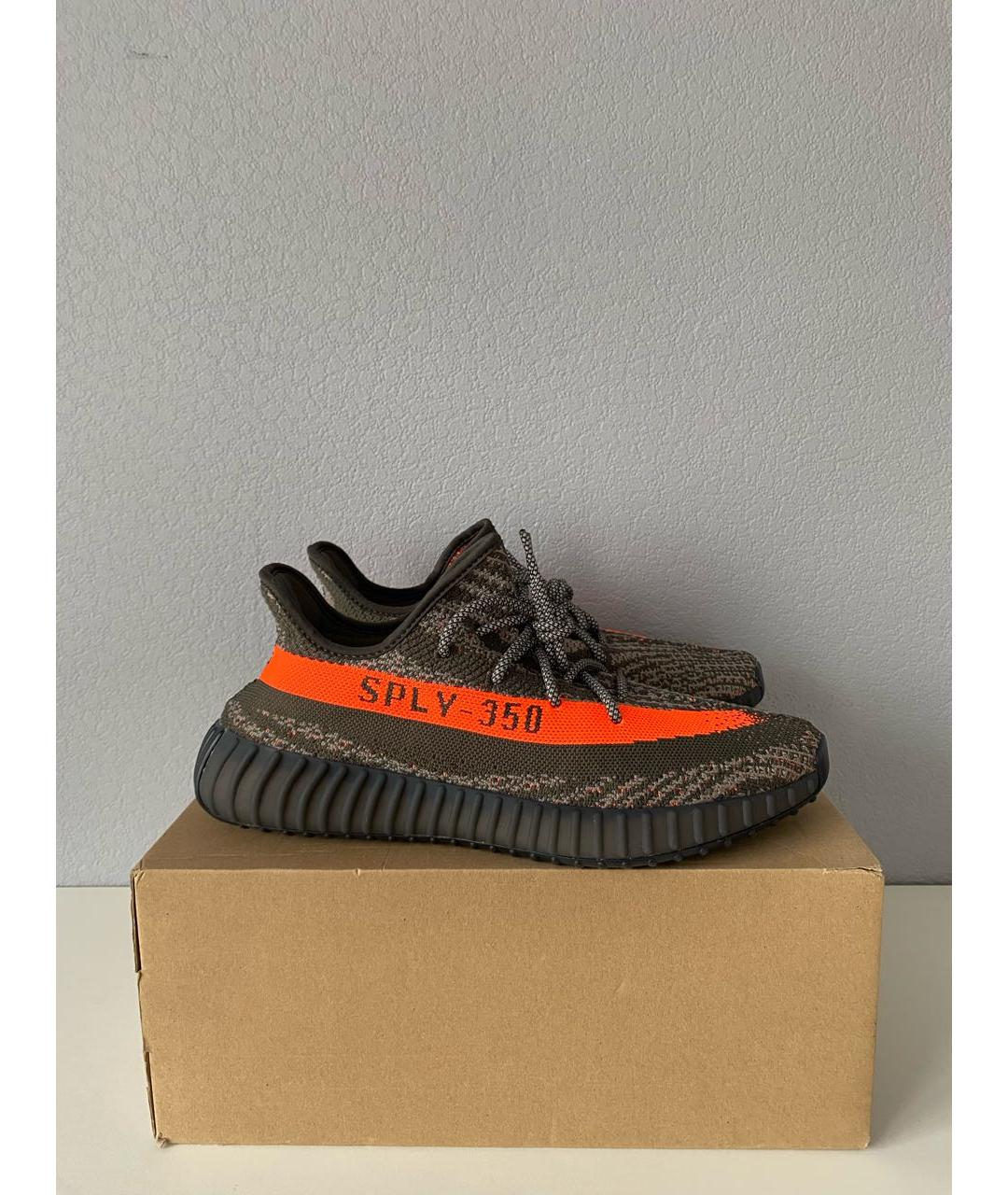 ADIDAS YEEZY Антрацитовые текстильные низкие кроссовки / кеды, фото 4