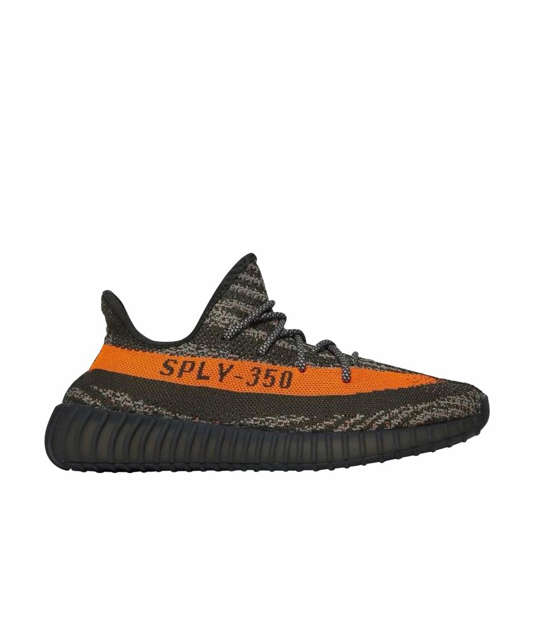 ADIDAS YEEZY Антрацитовые текстильные низкие кроссовки / кеды, фото 1