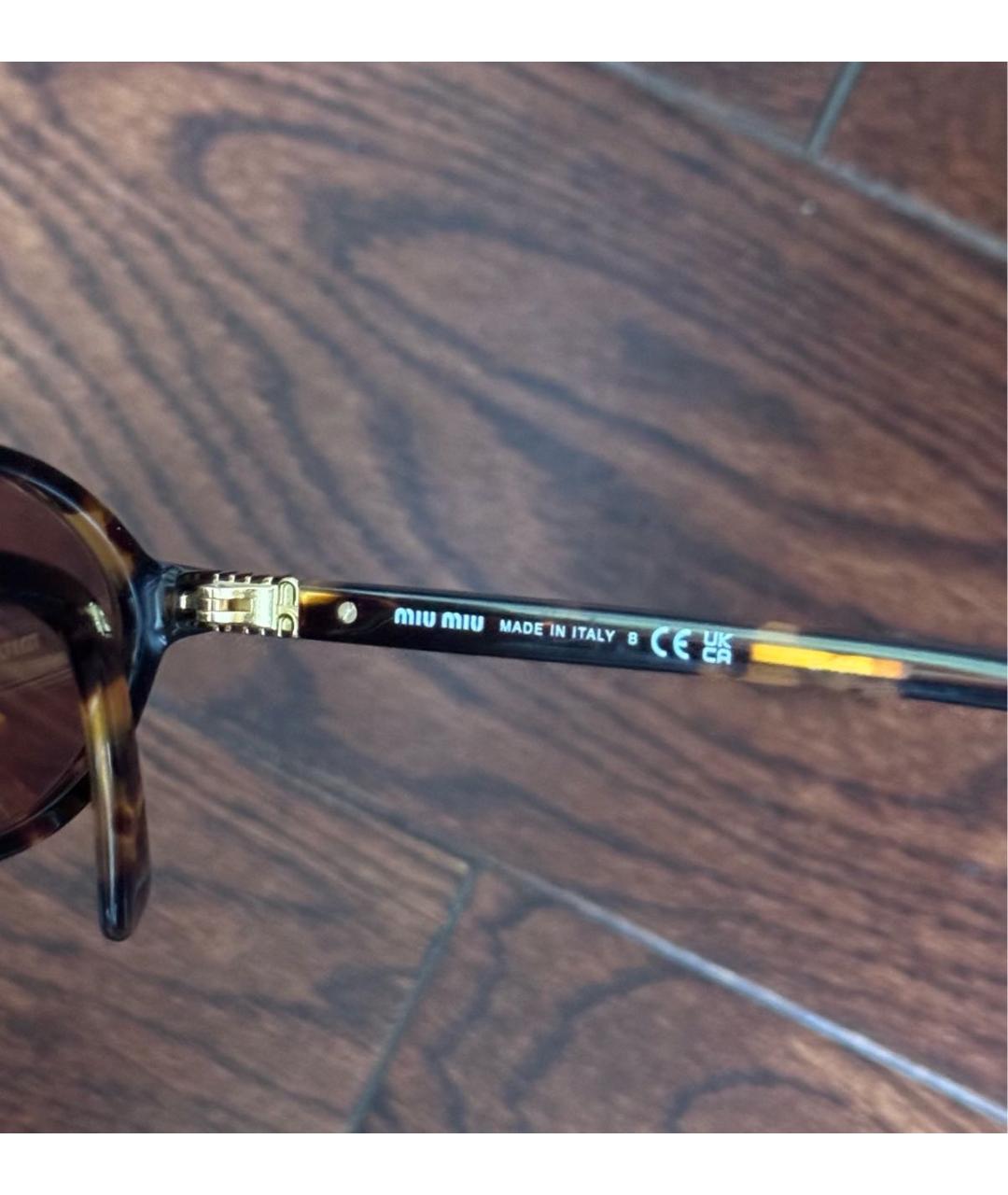 MIU MIU Коричневые пластиковые солнцезащитные очки, фото 2