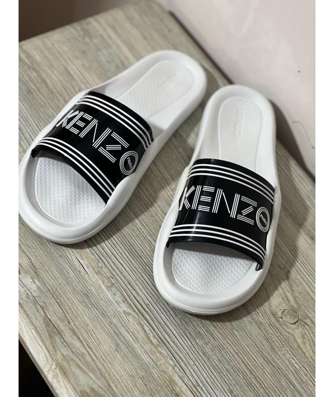 KENZO Белые резиновые шлепанцы, фото 2