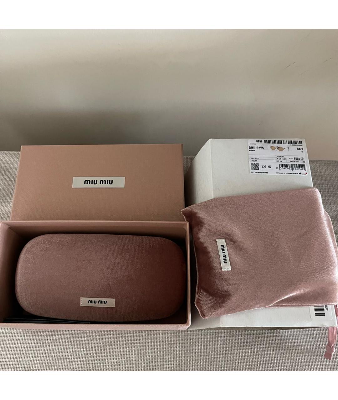 MIU MIU Золотые металлические солнцезащитные очки, фото 5