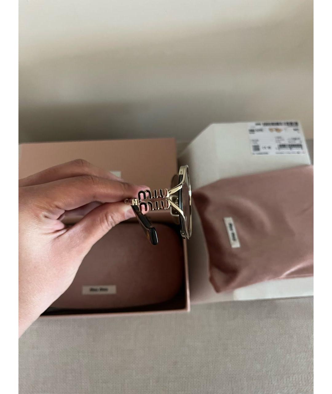 MIU MIU Золотые металлические солнцезащитные очки, фото 3