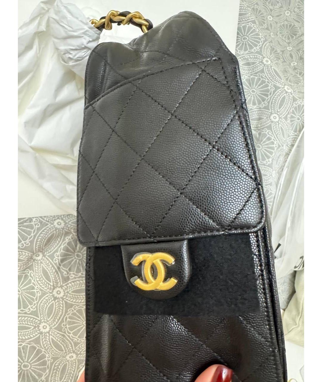 CHANEL Черная кожаная сумка тоут, фото 4