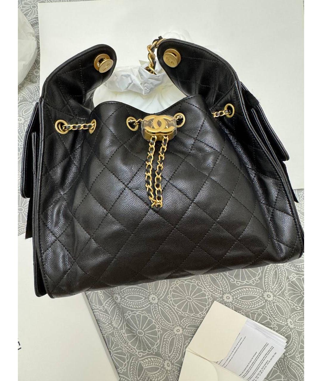 CHANEL Черная кожаная сумка тоут, фото 3