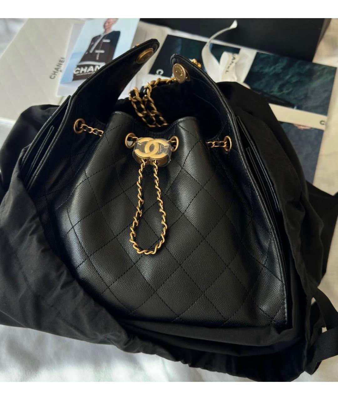 CHANEL Черная кожаная сумка тоут, фото 2