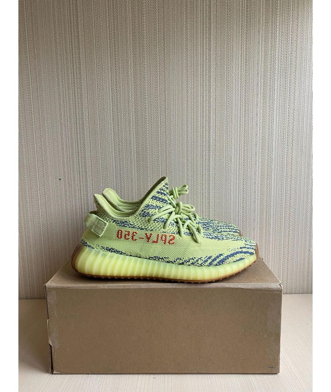 ADIDAS YEEZY Зеленые текстильные низкие кроссовки / кеды, фото 3