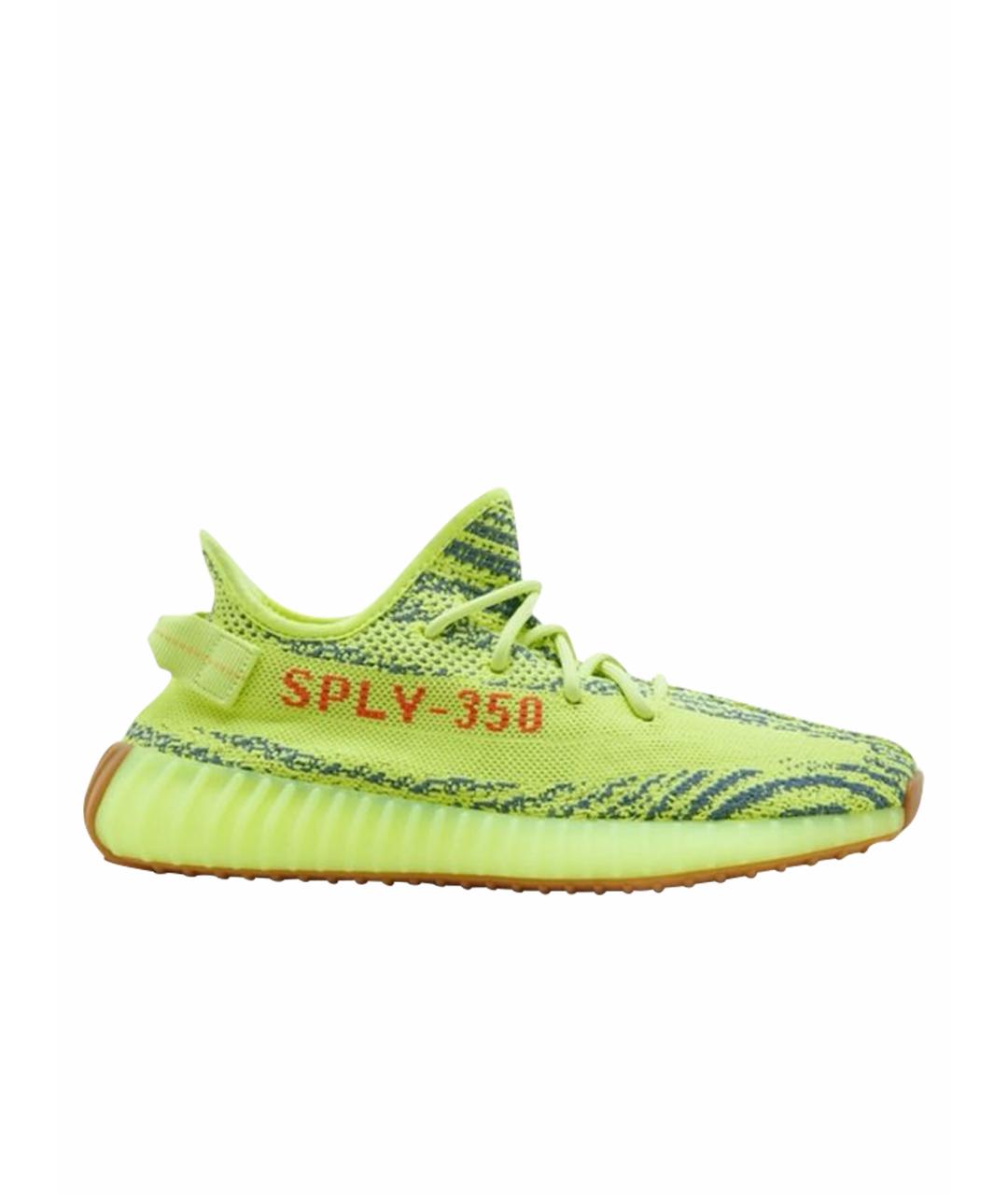 ADIDAS YEEZY Зеленые текстильные низкие кроссовки / кеды, фото 1