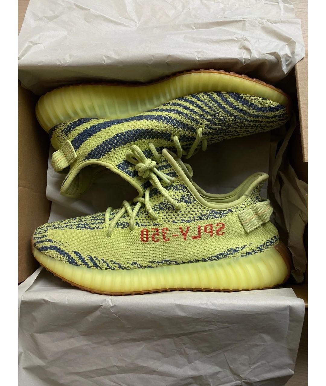 ADIDAS YEEZY Зеленые текстильные низкие кроссовки / кеды, фото 2