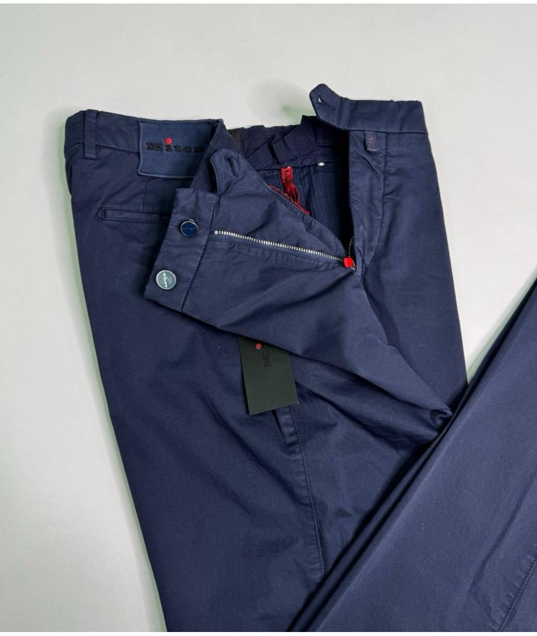 KITON Темно-синие хлопко-эластановые повседневные брюки, фото 5