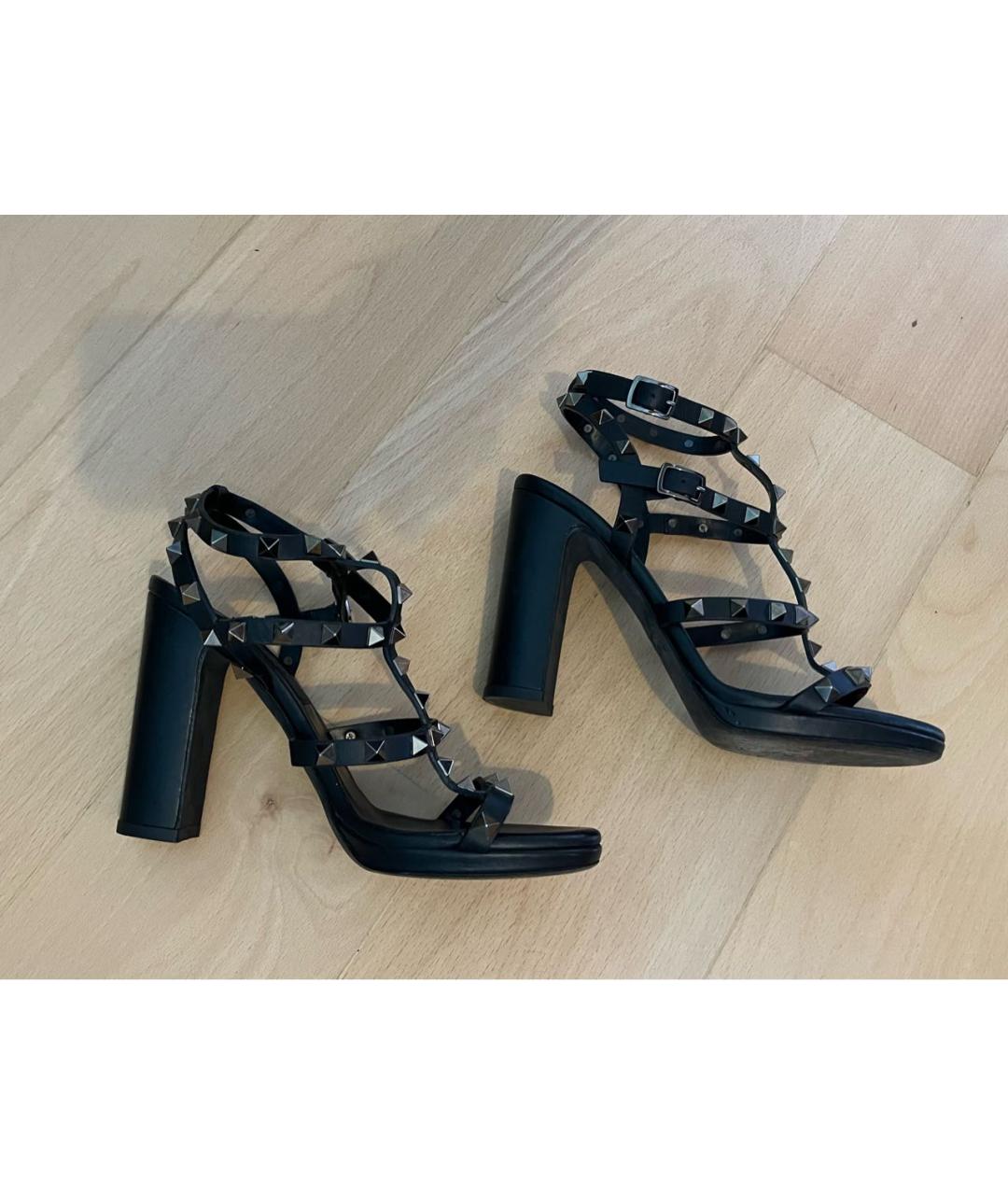 VALENTINO Черные кожаные босоножки, фото 6