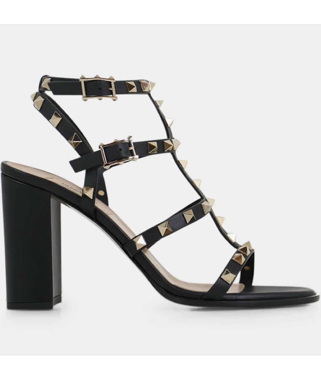VALENTINO Черные кожаные босоножки, фото 8