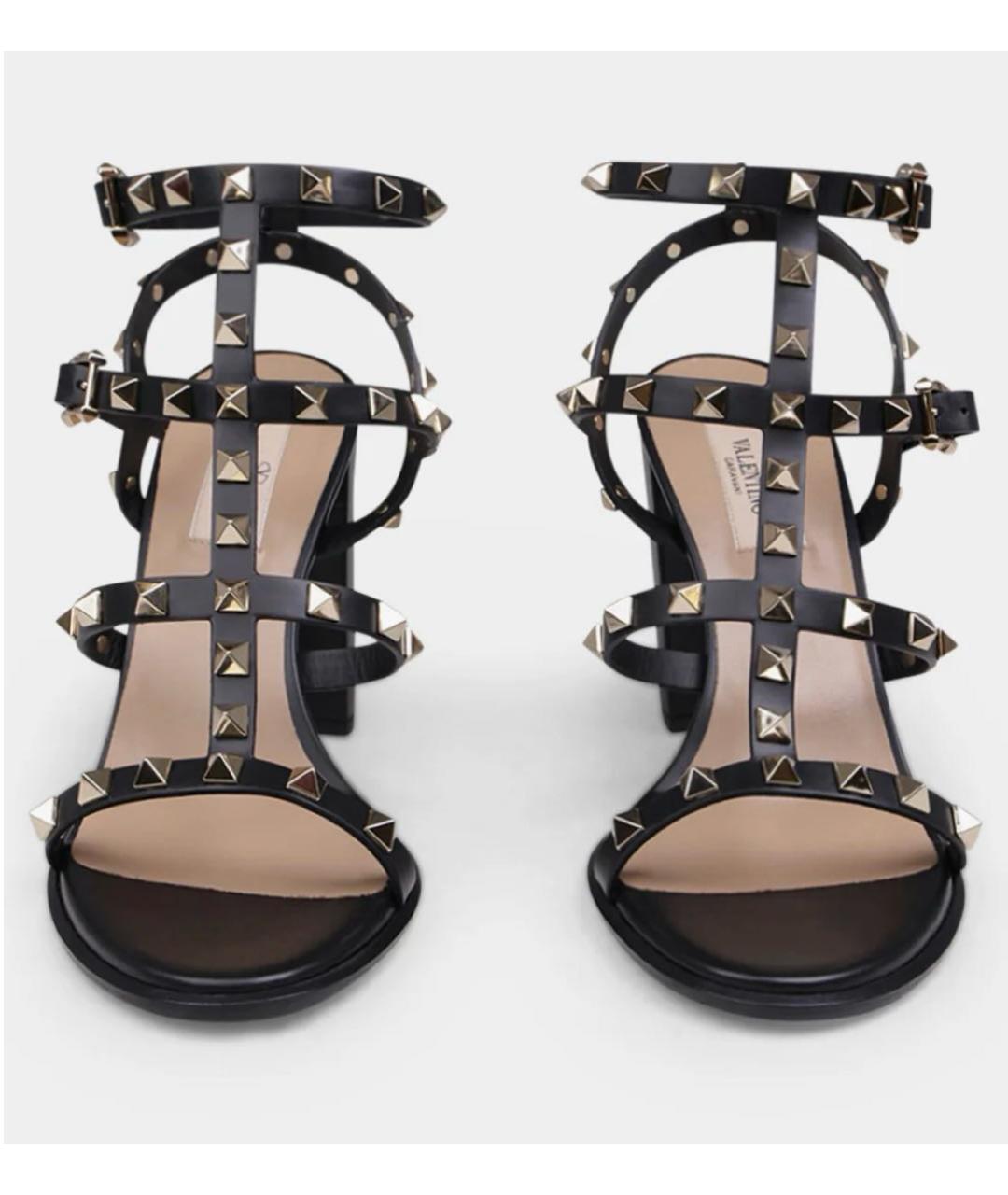 VALENTINO Черные кожаные босоножки, фото 2