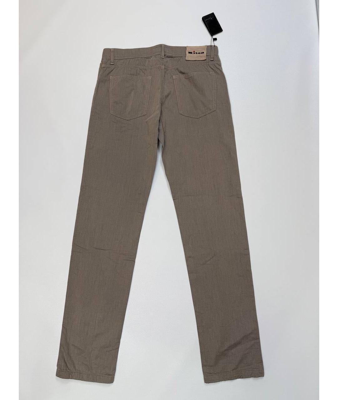 KITON Коричневые хлопко-эластановые повседневные брюки, фото 2