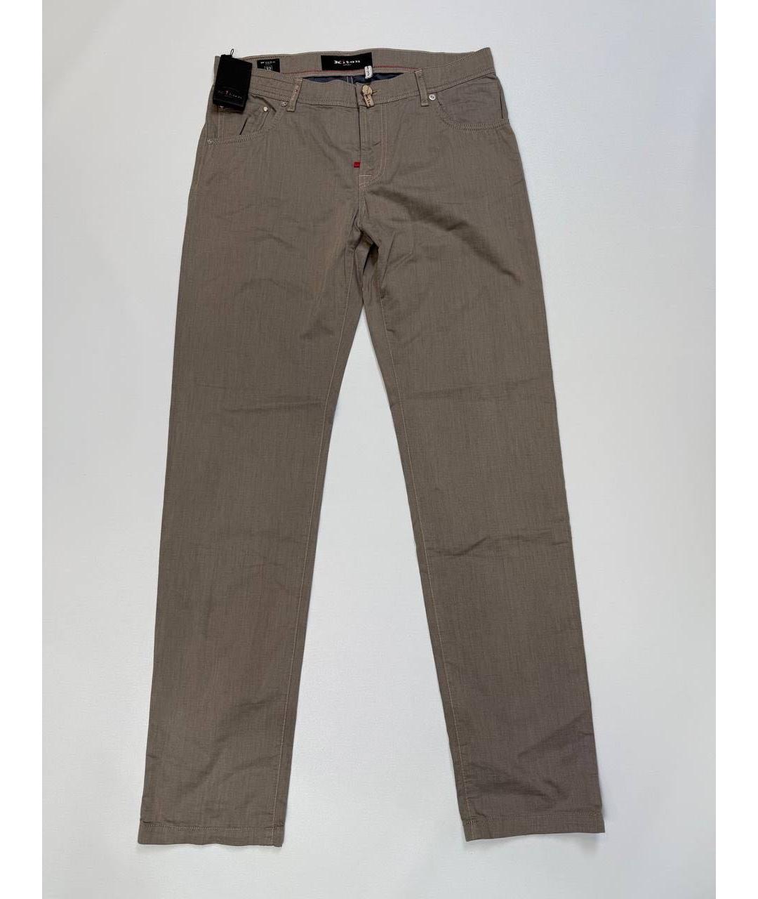KITON Коричневые хлопко-эластановые повседневные брюки, фото 6