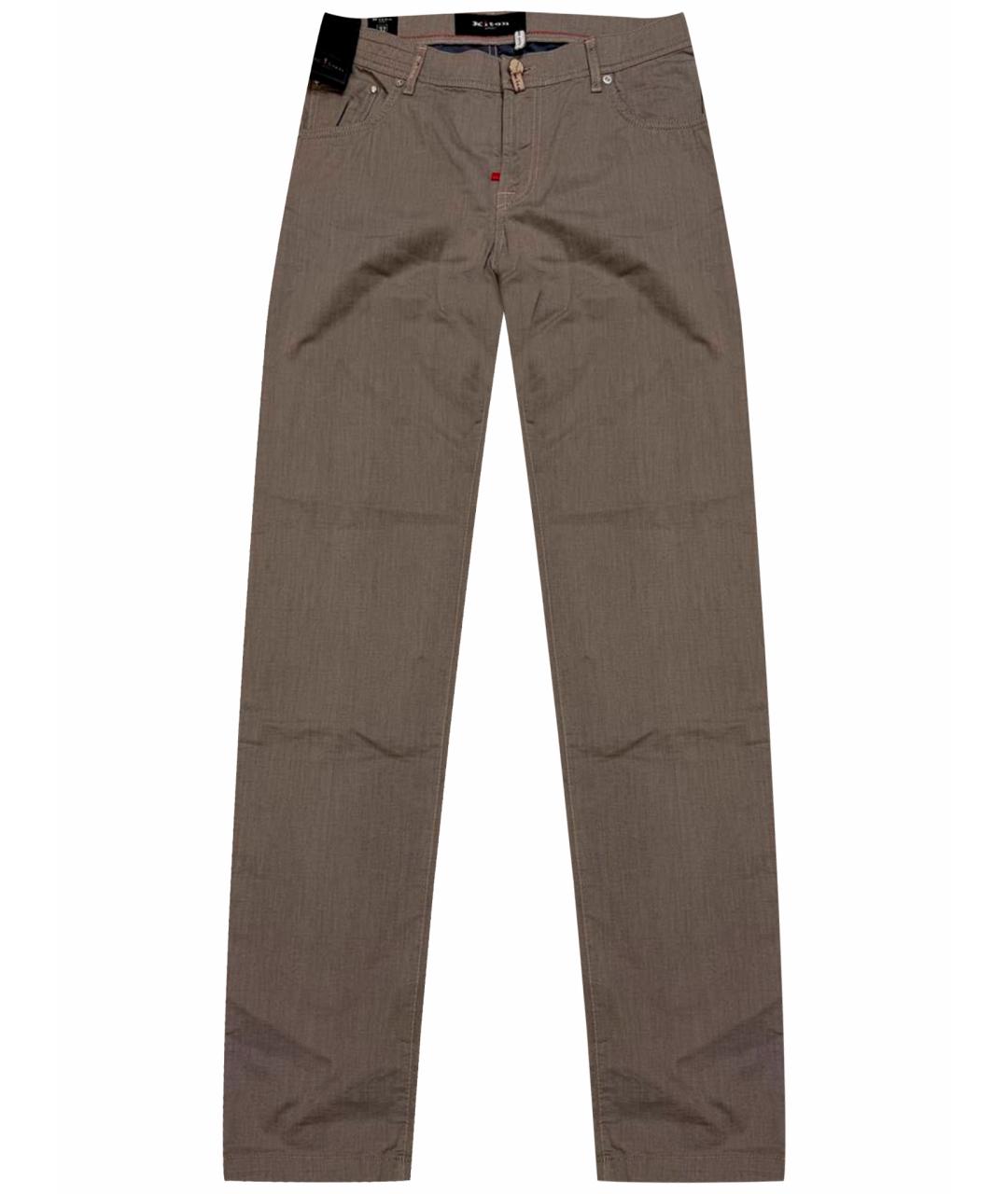 KITON Коричневые хлопко-эластановые повседневные брюки, фото 1