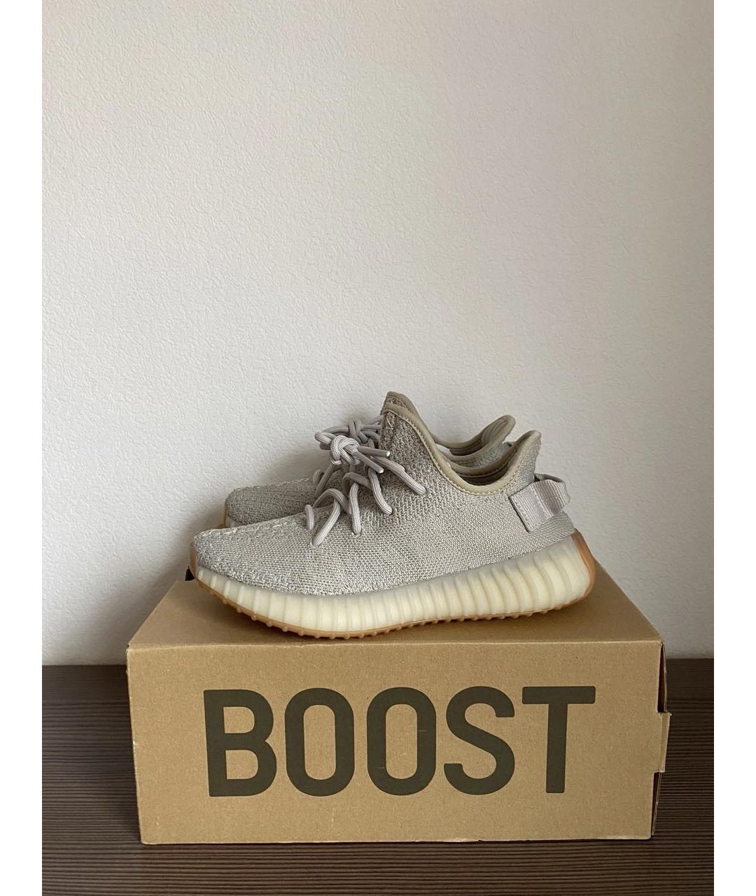 ADIDAS YEEZY Бежевые текстильные низкие кроссовки / кеды, фото 3