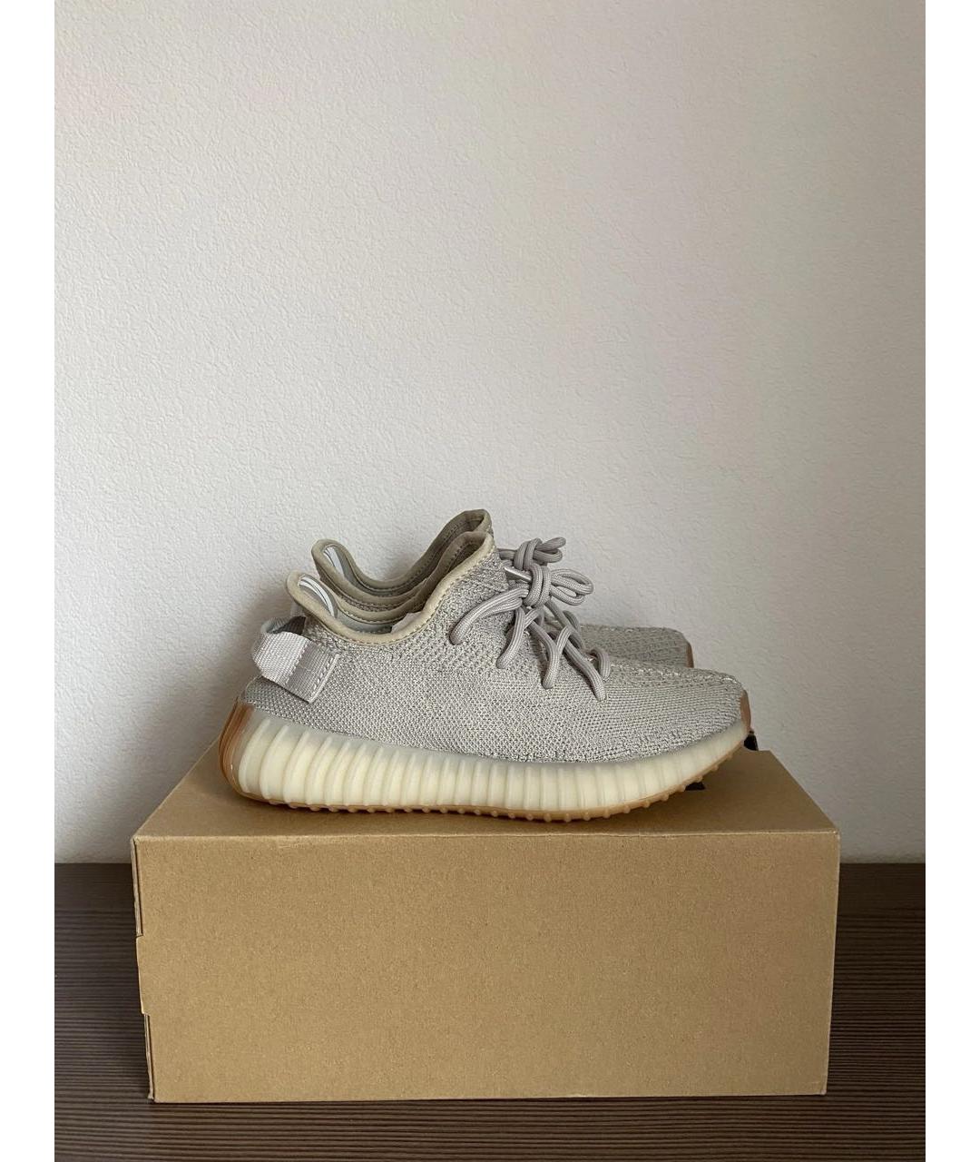 ADIDAS YEEZY Бежевые текстильные низкие кроссовки / кеды, фото 4