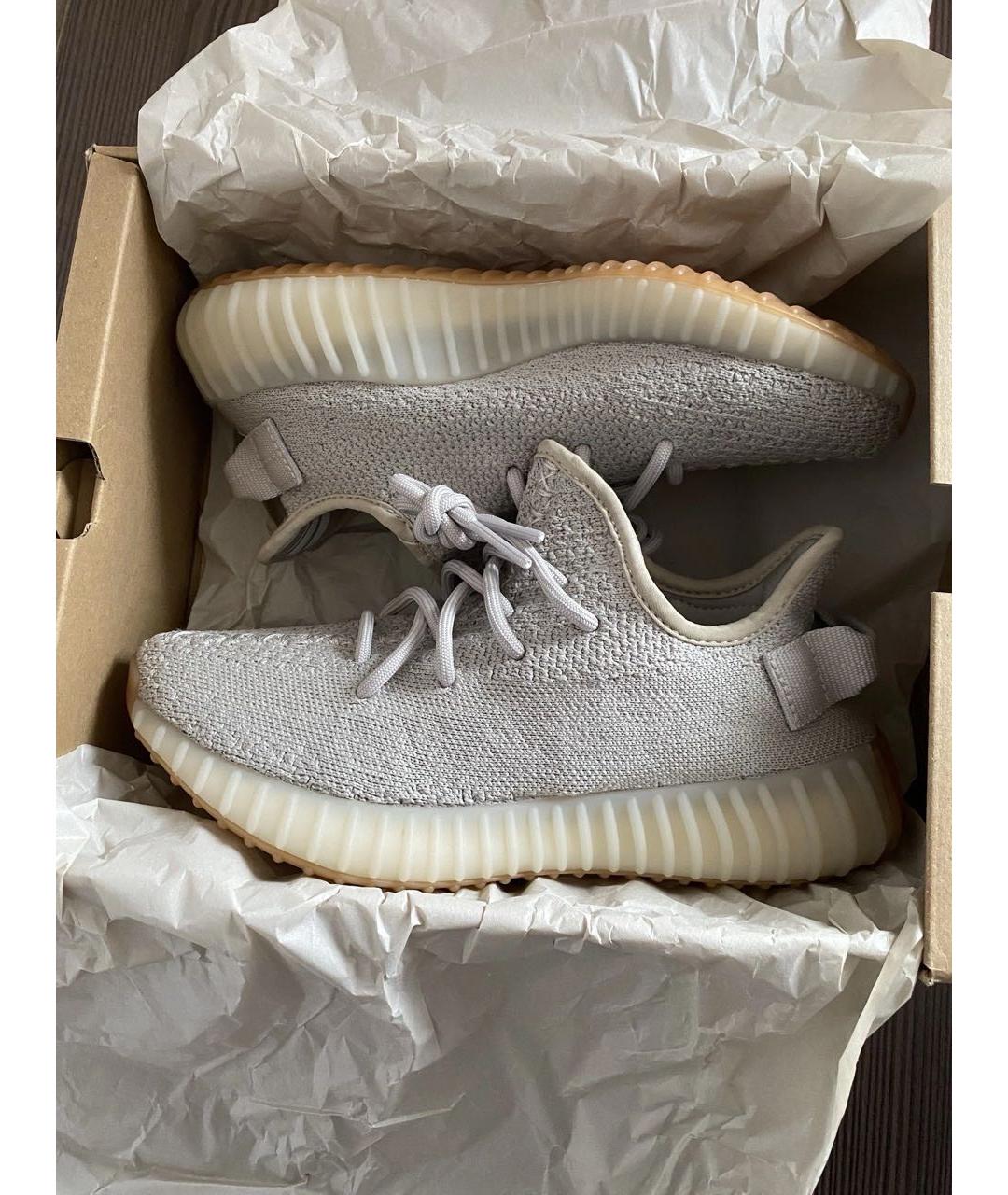ADIDAS YEEZY Бежевые текстильные низкие кроссовки / кеды, фото 2