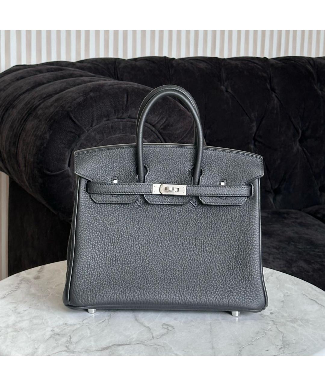 HERMES Черная кожаная сумка с короткими ручками, фото 4
