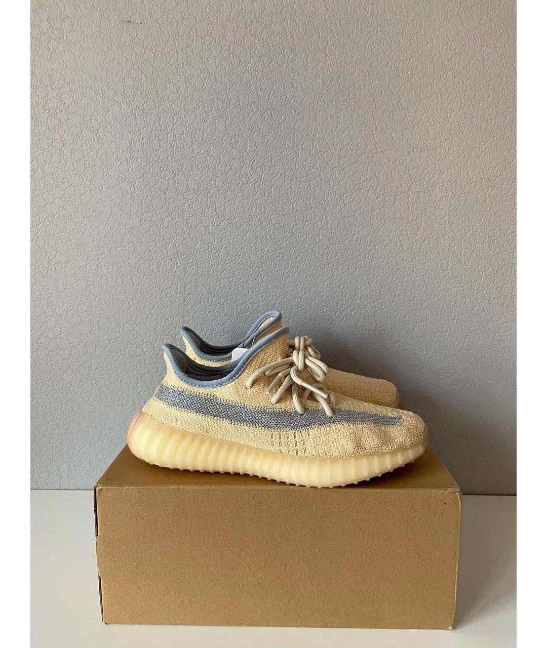 ADIDAS YEEZY Горчичные текстильные низкие кроссовки / кеды, фото 2