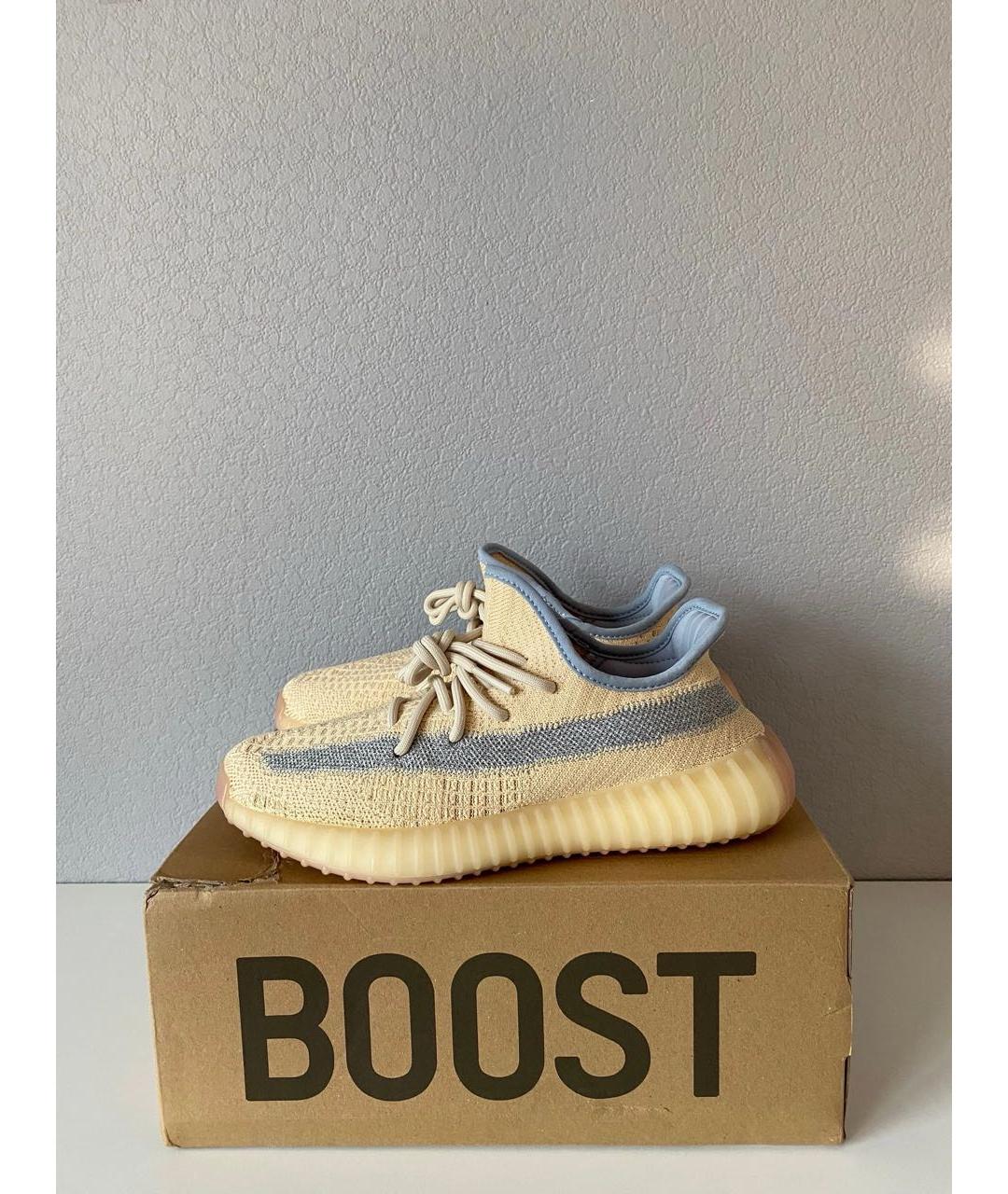 ADIDAS YEEZY Горчичные текстильные низкие кроссовки / кеды, фото 3