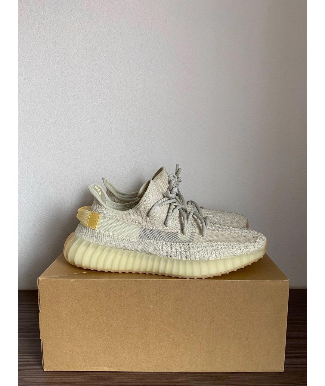 ADIDAS YEEZY Бежевые текстильные низкие кроссовки / кеды, фото 4