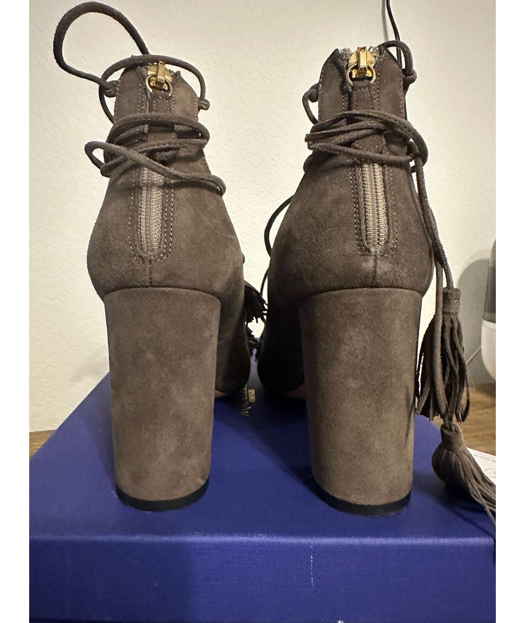AQUAZZURA Антрацитовые замшевые туфли, фото 4